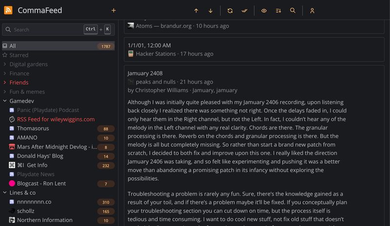 CommaFeed’s interface